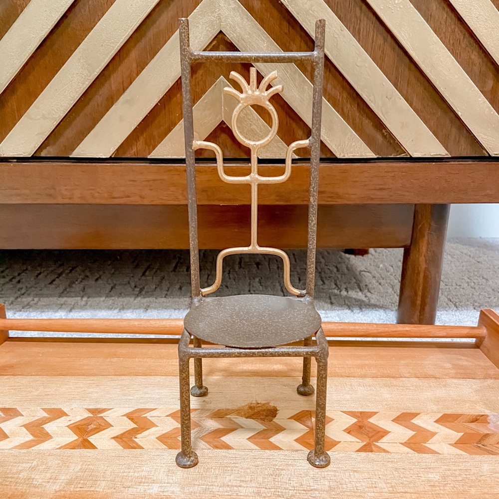 SOLD Vintage iron candle holder chair